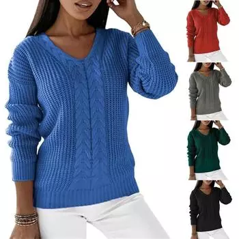 Женские вязаные крючком свитера с V-образным вырезом, вязаные свитера, осень-зима, белые свитера с рукавами-фонариками, свитера Y2k, топы, джемперы в уличном стиле S абрикосовый