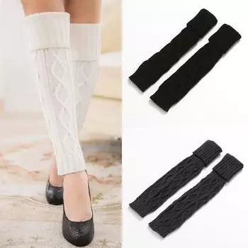 Женские вязаные крючком зимние носки для ботинок теплые вязаные шерстяные гетры длинные носки высокие теплые леггинсы