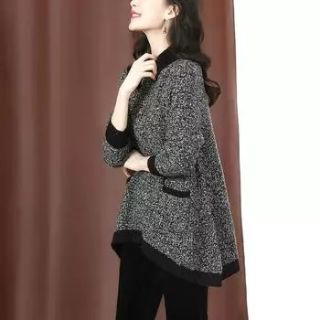 Женские вязаные свитера, весенне-осенние свободные полуводолазки, вязаные топы, женский пуловер, куртка 3XL M