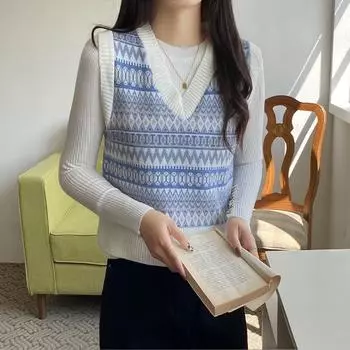 Женские вязаные топы на бретелях, весна-осень, женский полосатый свитер, жилет, повседневные вязаные топы без рукавов с v-образным вырезом, Новое поступление 2023 г. One Size чёрный