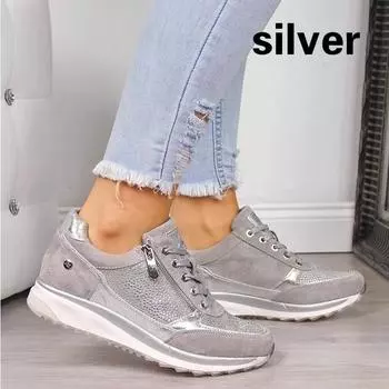 Женские всесезонные повседневные кроссовки из искусственной кожи. Модная дышащая удобная обувь. Женские кроссовки на плоском каблуке. Большие размеры. Летние виды спорта. 43 синий