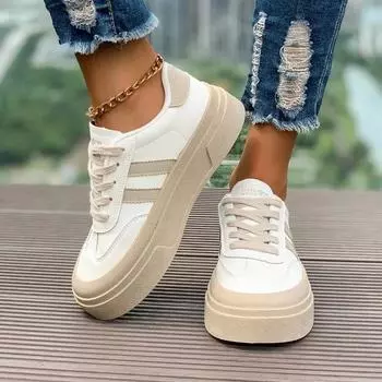 Женские вулканизированные туфли, корейский дизайн, круглый носок, шнуровка, аутентичные спортивные повседневные женские кроссовки, подходящие для работы в отпуске 35 хаки