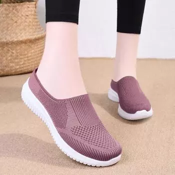 Женские вулканизированные туфли, повседневные туфли на плоской подошве, сверхлегкие и дышащие тапочки из сетки, лоферы Zapatos De Mujer 36 чёрный