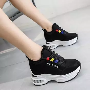 Женские вулканизированные туфли с толстой подошвой 2024 года, модные универсальные повседневные туфли на платформе, плюшевые теплые зимние женские кроссовки 35 красный