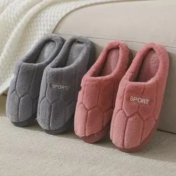 Женские вышитые хлопковые тапочки с толстой подошвой - мягкие, теплые для ношения в помещении зимой 42-43 (fits 41-42)