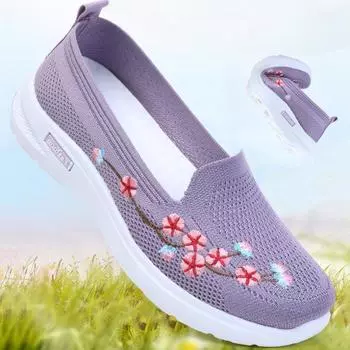 Женские вышитые туфли на плоской подошве, повседневные дышащие низкие прогулочные туфли для весны и осени 36 чёрный