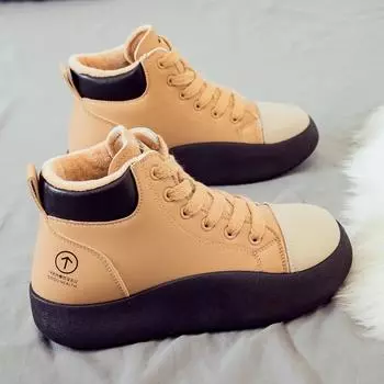 Женские высокие бархатные теплые зимние сапоги женские зимние хлопковые сапоги для мам Короткие сапоги хлопковые туфли готические туфли 35 бежевый