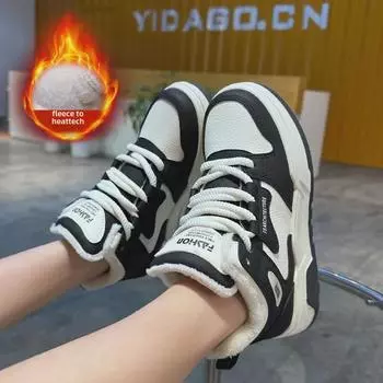 Женские высокие белые кроссовки осень/зима 2025 года — бархатные, теплые, модные, в стиле унисекс 6606 42