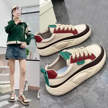 «Женские высокие белые кроссовки весна-лето 2024 — корейский стиль, повседневный тренд на толстой подошве для студенток» (Модель XW697) 38 чёрный