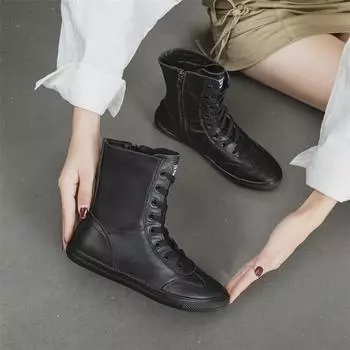 Женские высокие ботинки Martin CCVV2022 из коровьей кожи, коллекция осень/зима — мягкие, плоские, универсальные, в рыцарском стиле. 38