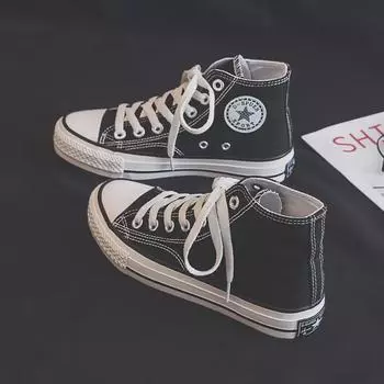 Женские высокие черные кроссовки DDOO из парусины — стиль Ольджан для весны и осени 2024 года. Size 36 чёрный