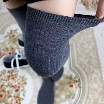 Женские высокие чулки, модные гольфы, сексуальные длинные толстые чулки one size чёрный