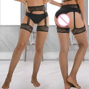 Женские высокие гольфы, одежда, сексуальные сетчатые колготки с подтяжками, эротические сетчатые прозрачные леггинсы, женские чулочно-носочные изделия XXS