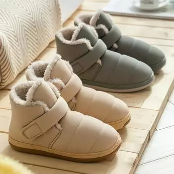 Женские высокие хлопковые тапочки. Женская зима 2023, новая сумка, нескользящая теплая хлопковая обувь с бархатом. 36-37 зелёный