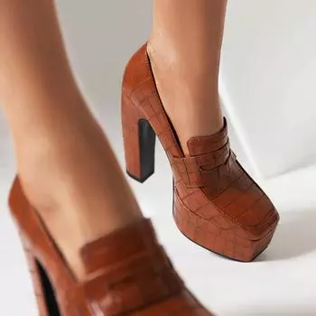 Женские высокие каблуки, сексуальные ноги, длинная водонепроницаемая платформа, толстые каблуки, универсальные туфли с большим и низким верхом, женские. 34 чёрный