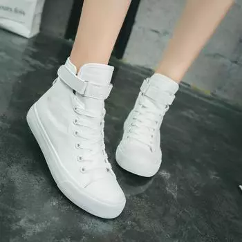 Женские высокие кроссовки на шнуровке, повседневная парусиновая нескользящая износостойкая весенняя женская обувь на платформе с высоким берцем 35