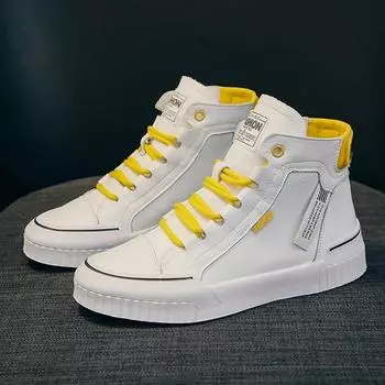 Женские высокие кроссовки, весенне-осенние женские вулканизированные туфли, белые туфли на плоской подошве, женские кроссовки на шнуровке, женская повседневная обувь, ботильоны 35