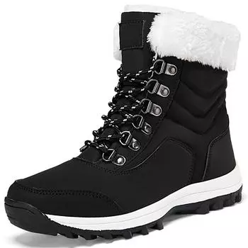 Женские высокие нескользящие водонепроницаемые износостойкие зимние ботинки Корейские зимние ботинки 35 белый