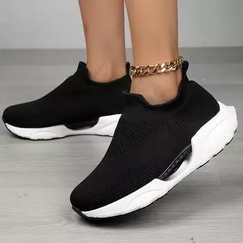 Женские высокие носки, спортивная обувь, однотонные трикотажные рукава, дышащая обувь для ходьбы на открытом воздухе. 36