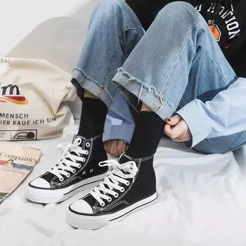 Женские высокие парусиновые туфли на толстой подошве, дышащая плоская платформа, универсальная корейская мода R66