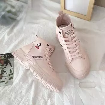 Женские высокие парусиновые туфли в британском стиле, осенние новые модные туфли на платформе для ходьбы, дорожная обувь 35 белый