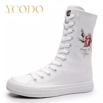 Женские высокие повседневные парусиновые туфли с внутренней молнией 43 белый