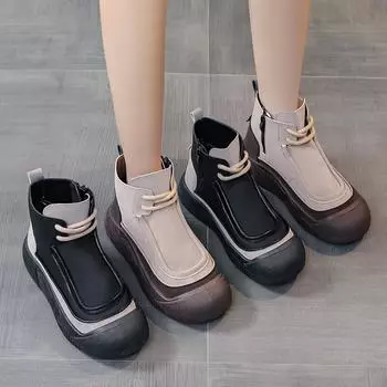 Женские высокие повседневные удобные плюшевые спортивные кроссовки для активного отдыха на шнуровке женские туфли 40 чёрный