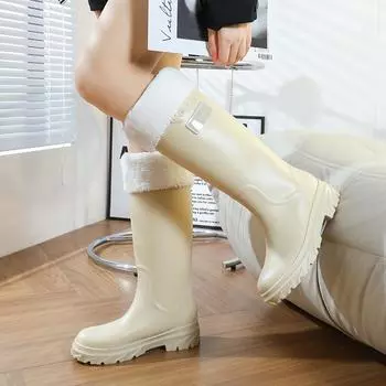 Женские высокие резиновые сапоги 38 см, модные уличные резиновые сапоги, резиновые сапоги, водонепроницаемые рабочие бахилы для сада, женские резиновые сапоги 36 розовый