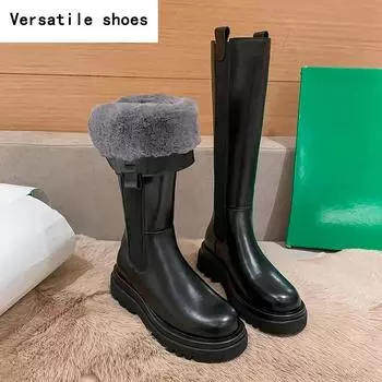 Женские высокие сапоги до бедра, модные толстые сапоги рыцаря, трендовые нескользящие длинные женские сапоги 35