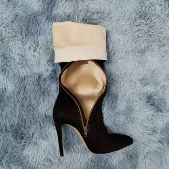 Женские высокие сапоги осень-зима сексуальные длинные выше колена на молнии бархатные сексуальные туфли на высоком каблуке с острым носком танцевальная обувь большого размера 35 синий