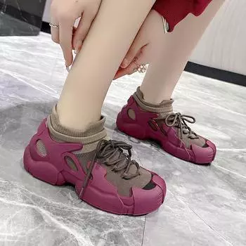 Женские высокие сетчатые носки, весенняя дышащая повседневная спортивная обувь для женщин, уличная легкая модная женская обувь 35