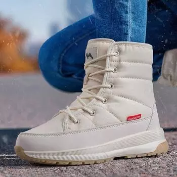 Женские высокие теплые зимние сапоги, утолщенные противоскользящие короткие хлопковые туфли без каблуков, плюшевые хлопковые сапоги в северо-восточном стиле 36 чёрный