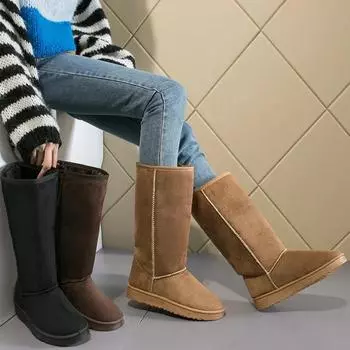 Женские высокие зимние черные сапоги, модные зимние сапоги, женские нескользящие сапоги на платформе, размер 41, горячая распродажа, теплая обувь, Botas Mujer Zapatos 35 чёрный