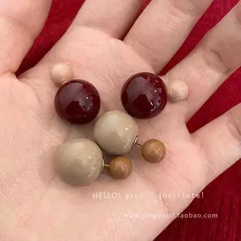 Женские высококачественные двухцветные серьги-шарики: Универсальный и стильный для осени и зимы A2066