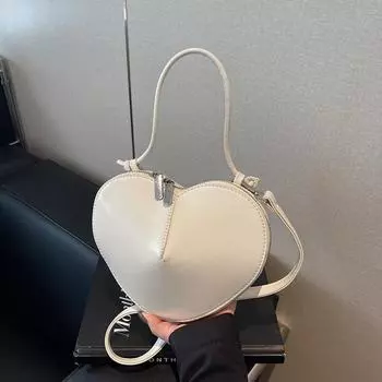 Женские высококачественные текстурированные сумки-мессенджеры Niche 2024 года — сумки через плечо и через плечо в форме сердца 21*7*17 белый