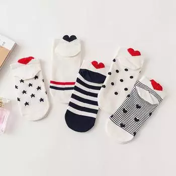 Женские забавные носки до щиколотки, новинка, мода, мультяшный каблук, сердце, низкие носки, милый принт, летние хлопковые короткие носки one size