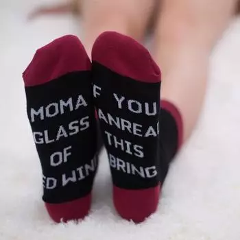 Женские забавные носки «Принеси мне бокал вина» розовый