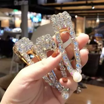 Женские заколки для волос с кристаллами и бриллиантами, заколки, жемчужные заколки для волос, аксессуары для BBclips золотой