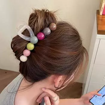 Женские заколки-крабы для волос Акриловые заколки-крабы большого размера с цветным сердечком Милые заколки для волос Шпильки-крабы Модные аксессуары для волос Головные уборы