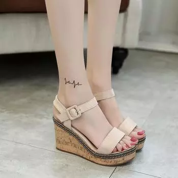 Женские замшевые босоножки на танкетке, однотонные, с открытым носком, на платформе, с застежкой «рыбий рот», женская обувь, сексуальные босоножки, элегантные, блестящие, удобные босоножки 35