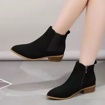 Женские замшевые ботильоны для женщин, эластичные лоскутные ботильоны без застежек, осенние ботильоны с острым носком, повседневные короткие ботинки Chelsea Botas 36