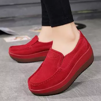 Женские замшевые мокасины на платформе 38