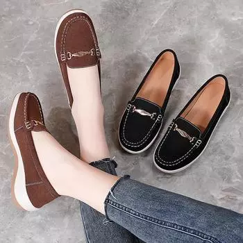Женские замшевые пенни-лоферы для вождения, мокасины для ходьбы, повседневные туфли-лодочки, удобные туфли-лоферы без застежек для женщин, деловые, офисные, деловые, на плоской подошве 35