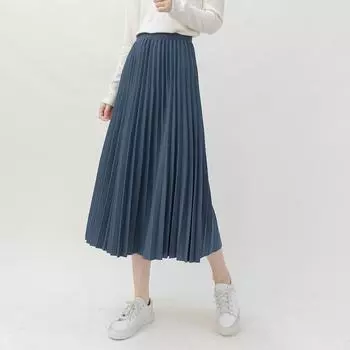 Женские замшевые плиссированные юбки Классическая повседневная толстая юбка Уличная женская нижняя часть Весна Осень One Size чёрный