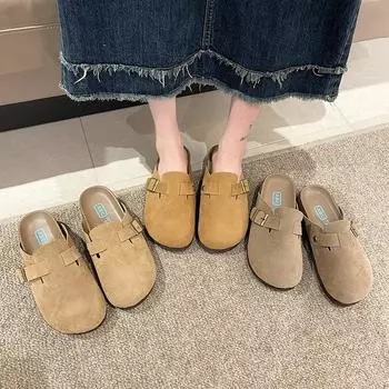 Женские замшевые сабо, классические мужские шлёпанцы, летние пробковые сабо, уличные нескользящие пляжные тапочки с арочной опорой 35 песочный