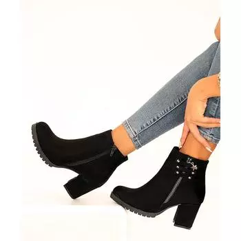 Женские замшевые сапоги на высоком каблуке с комфортной подошвой и 3 полосками / звездной молнией 025-5015-22Замша