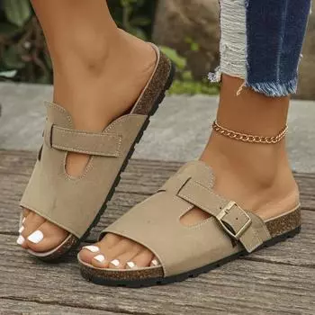 Женские замшевые тапочки-сабо, женские сандалии с мягкой стелькой и открытым носком, модные пляжные шлепанцы, домашние противоскользящие пляжные тапочки 36 чёрный