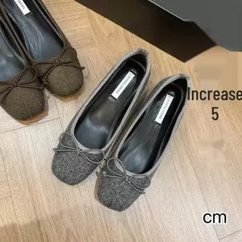 «Женские замшевые туфли Мэри Джейн с бантом 2024 года — квадратный носок, мягкая подошва, неглубокая горловина со скрытым каблуком» 34