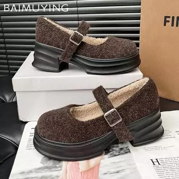 Женские замшевые туфли на платформе, туфли на высоком каблуке, модные туфли на низком каблуке, женские туфли 2025 года, тренд осени, элегантные туфли в стиле Лолита, женские туфли Zapatos 35