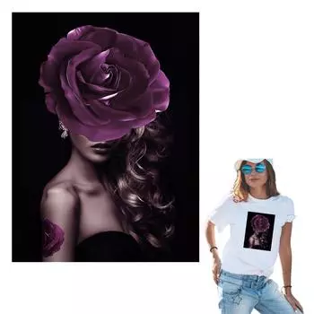 Женские заплатки для одежды в виде розы, наклейки для одежды с легким принтом, футболка, термопресс, аппликация, Diy Parches Ropa, толстовки с утюгом на заплатке